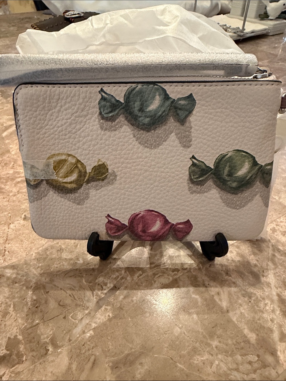 COACH White Leather Candy Print Wristlet NWT - Picture 3 of 6